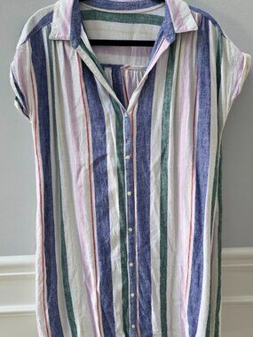 Collared Striped Shirt Dress